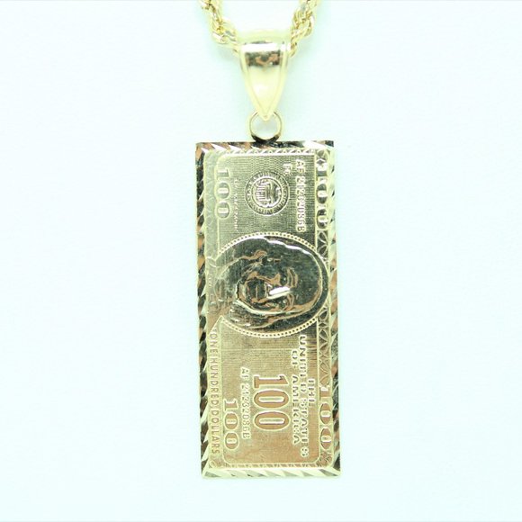 10k Gold One Hundred Dollar Bill Charm